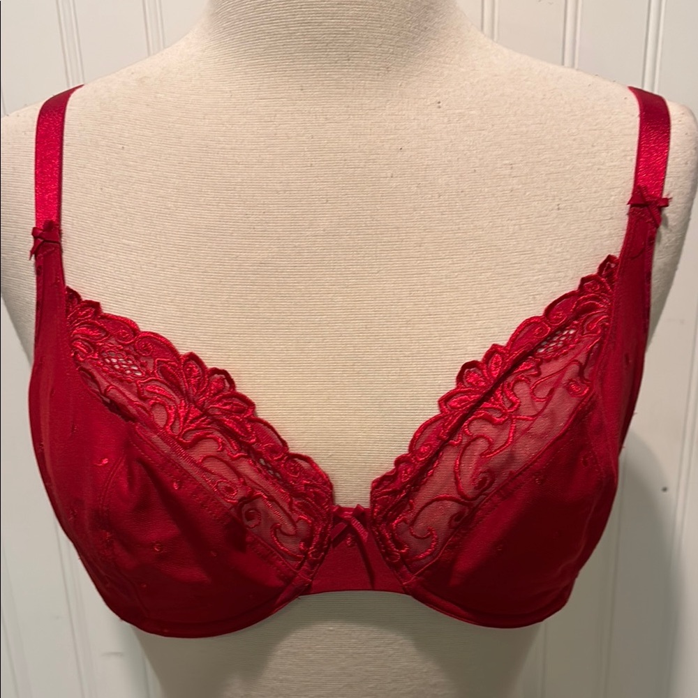 NWT Rosa Faia Cranberry Daisy Rose Underwire Bra 32D